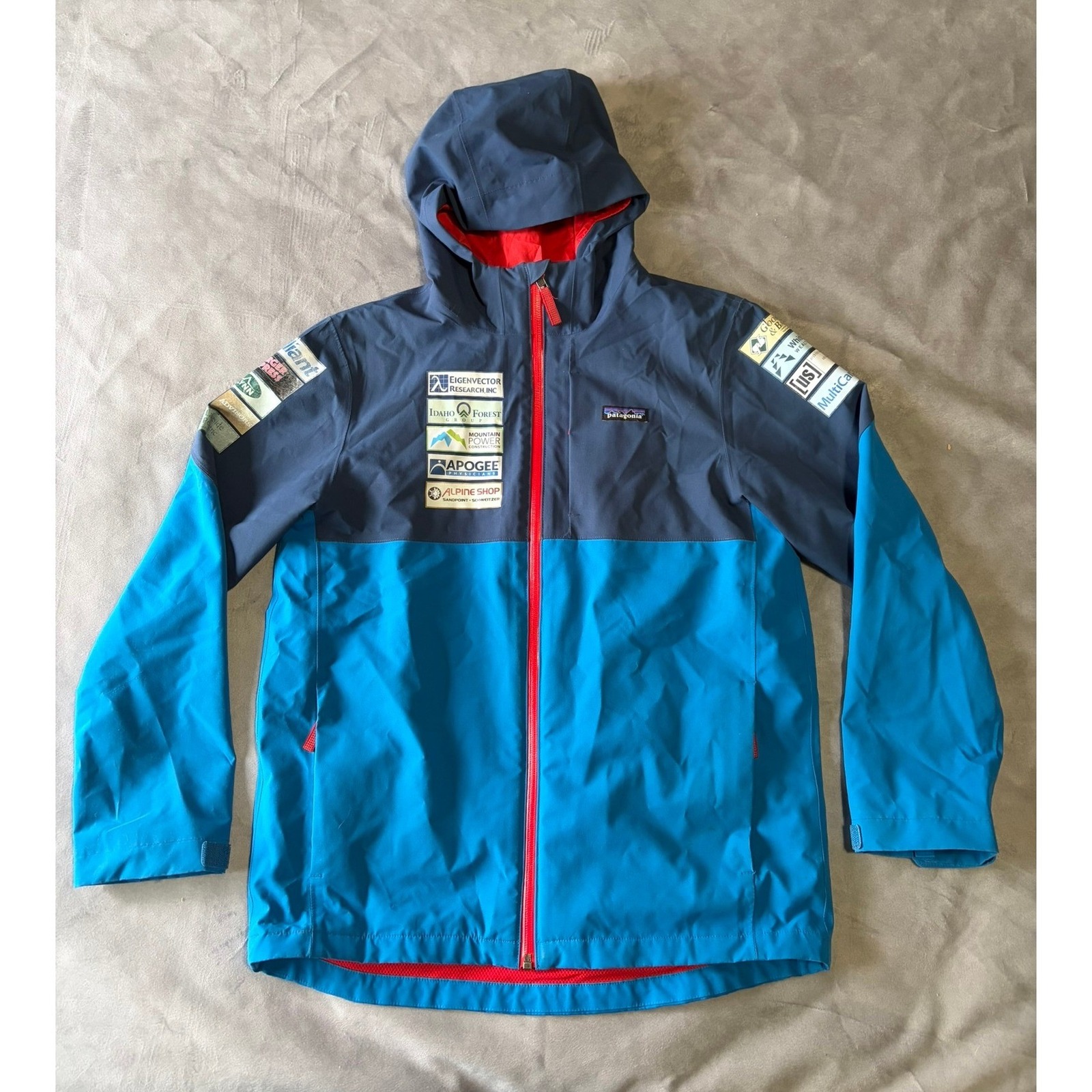 Patagonia Kids Xl 14 Sars 19/20 Alpine Team Signed Ski Jacket Blue Red Zip
